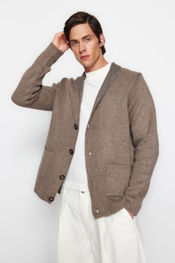 Trendyol Trendyol Mink Regular Fit Collar Knitwear Cardigan