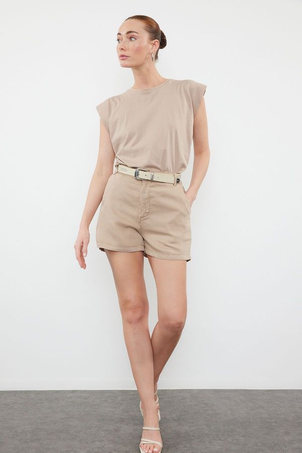 Trendyol Trendyol Mink Ribbed Denim Shorts & Bermuda