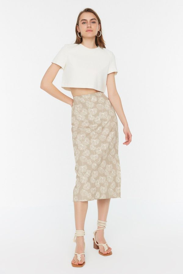 Trendyol Trendyol Mink Slit Detailed Printed Skirt