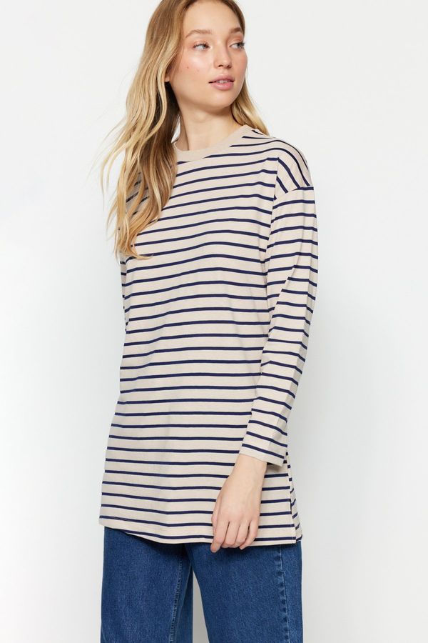 Trendyol Trendyol Mink Striped Knitted Tunic