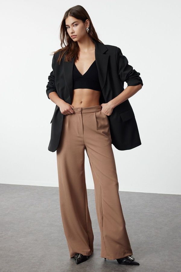 Trendyol Trendyol Mink Wide Leg Pleated Woven Trousers