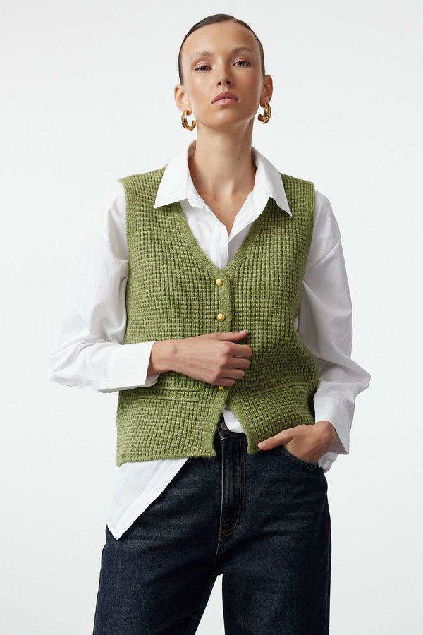 Trendyol Trendyol Mint Buttoned V-Neck Regular Vest