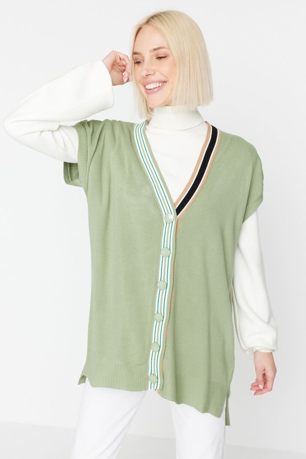 Trendyol Trendyol Mint Collar Strip Detailed Knitwear Sweater