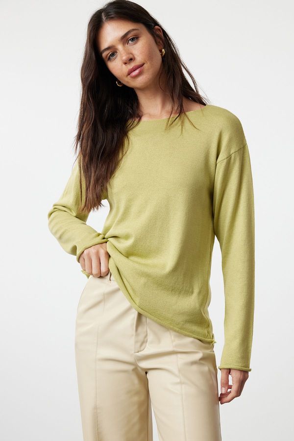 Trendyol Trendyol Mint Cotton Transparent Look Fine Knitwear Sweater