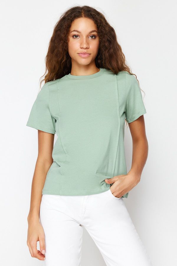 Trendyol Trendyol Mint Crew Neck Ribbed Regular Knitted T-Shirt