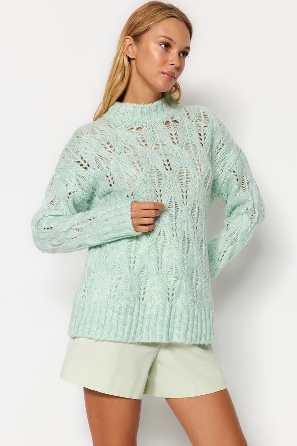 Trendyol Trendyol Mint debela pletena podrobna pletenina pulover