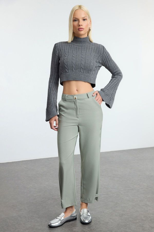 Trendyol Trendyol Mint Leg Detail Straight/Carrot Woven Trousers