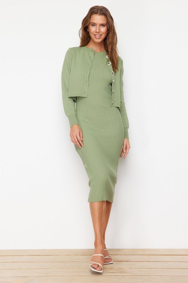 Trendyol Trendyol Mint Midi Knitwear Basic Cardigan Dress