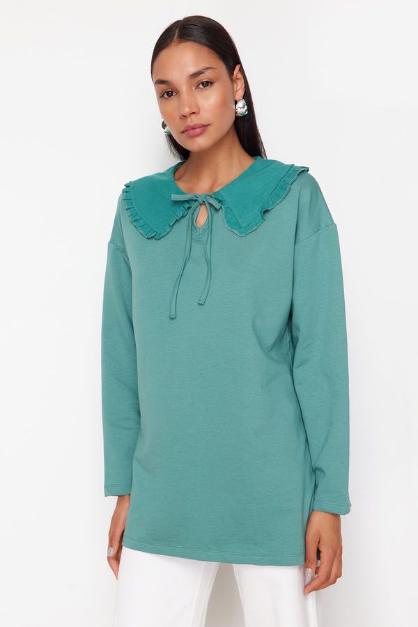 Trendyol Trendyol Mint Oversize Baby Collar Knitted Tunic