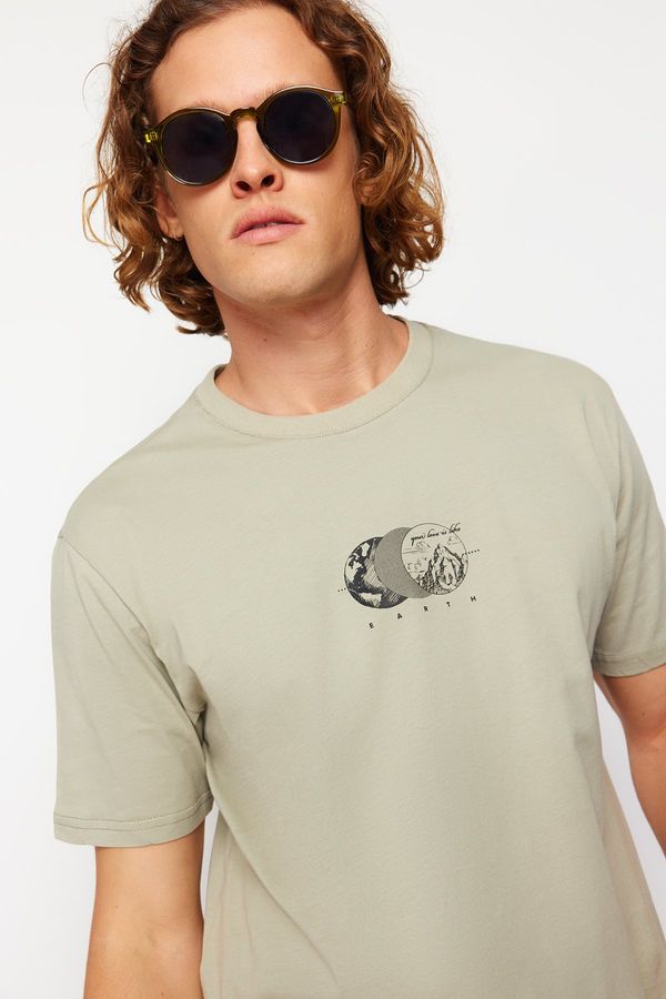 Trendyol Trendyol Mint Oversize/Wide Cut Printed 100% Cotton T-Shirt