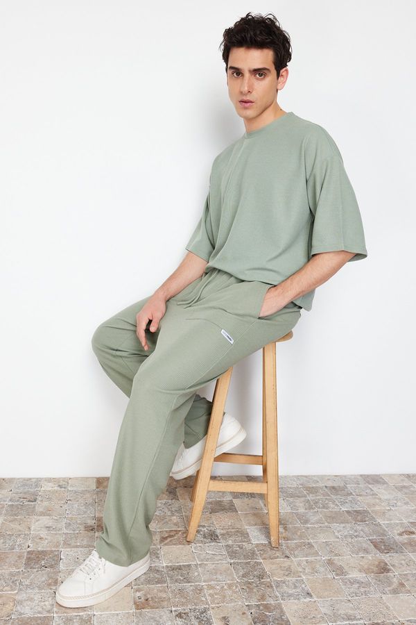 Trendyol Trendyol Mint Oversize/Wide Cut Textured Wide Leg Labeled Sweatpants