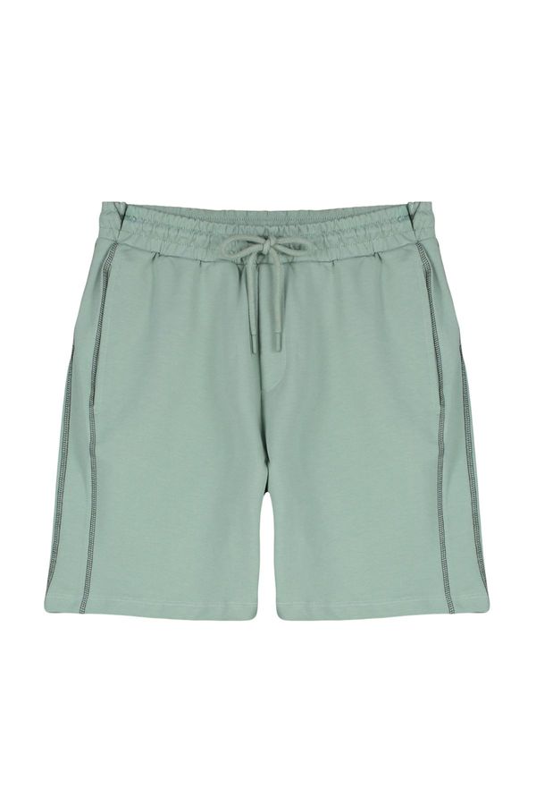 Trendyol Trendyol Mint Regular Cut More Sustainable 100% Cotton Shorts & Bermudas with Contrast Stitching Detail