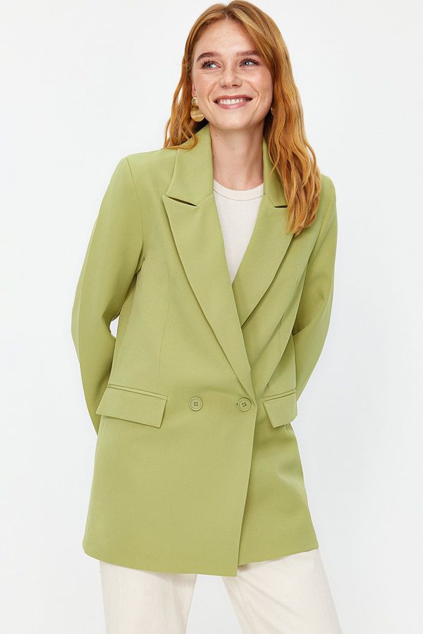 Trendyol Trendyol Mint Regular Lined Double Breasted Closure Woven Blazer Jacket