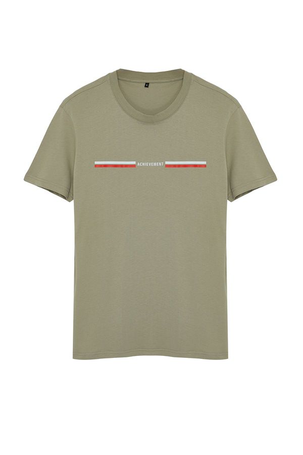 Trendyol Trendyol Mint Regular/Normal Cut Stripe Patterned 100% Cotton T-shirt