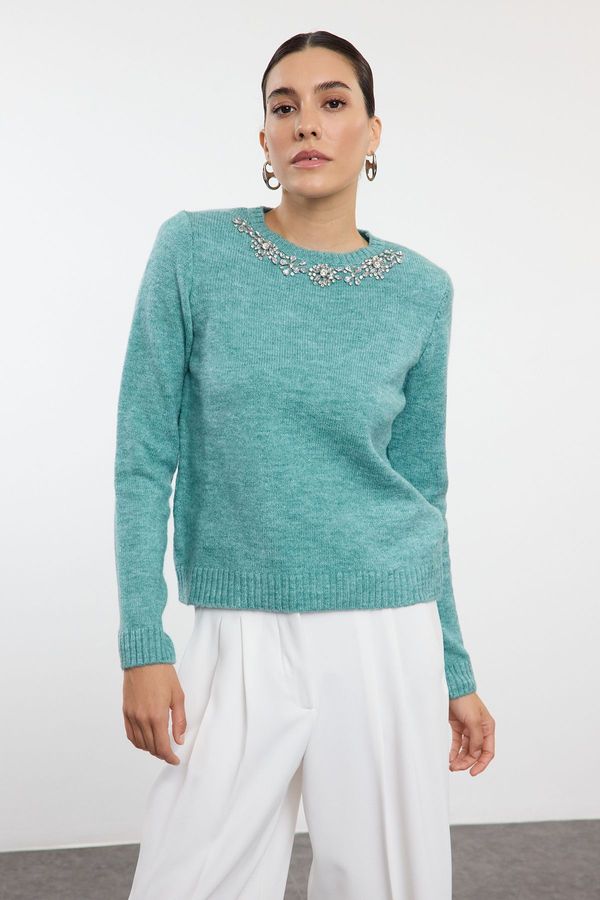 Trendyol Trendyol Mint Stone Detailed Knitwear Sweater