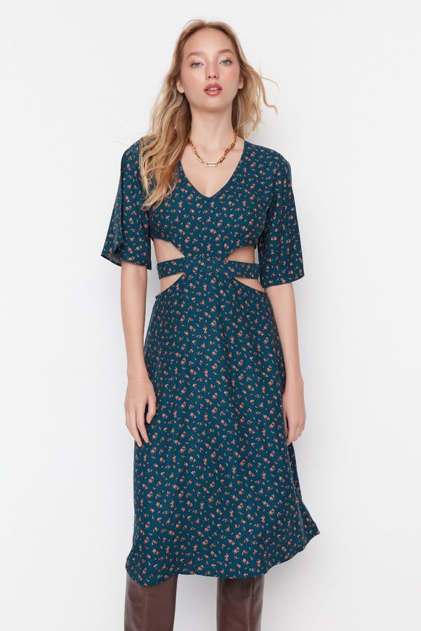 Trendyol Trendyol mornarsko modra izrezana podrobna tkana tkana obleka