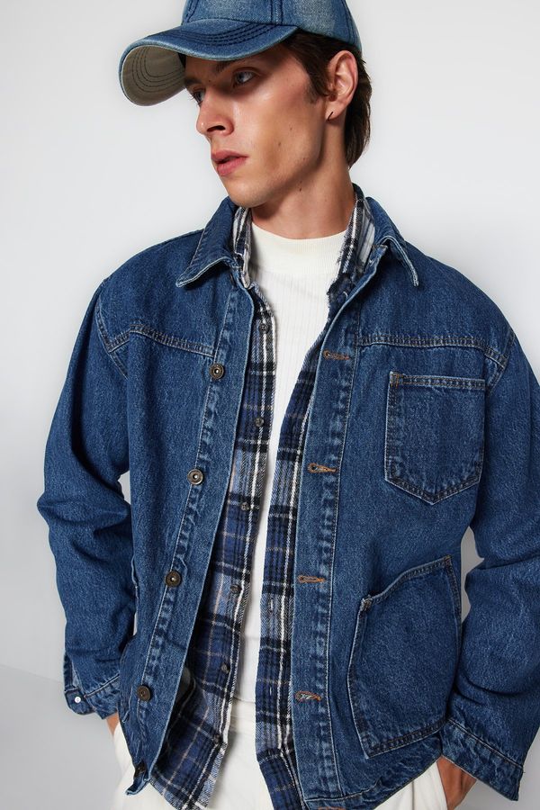 Trendyol Trendyol moška modra jakna Denim Jeans