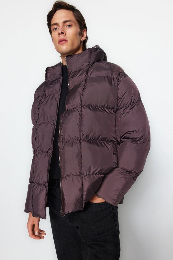 Trendyol Trendyol moška rjava prevelika zimska jakna, odporna proti vetru,
