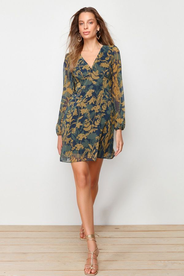 Trendyol Trendyol Multi Color A-cut Chiffon tkana obleka