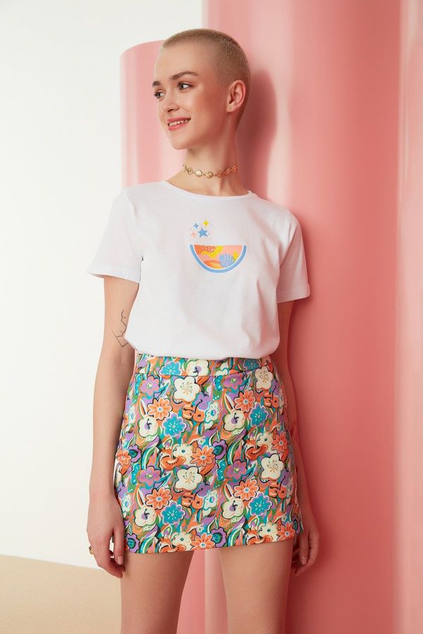 Trendyol Trendyol Multi Color Floral Pattern Mini Length Woven Skirt