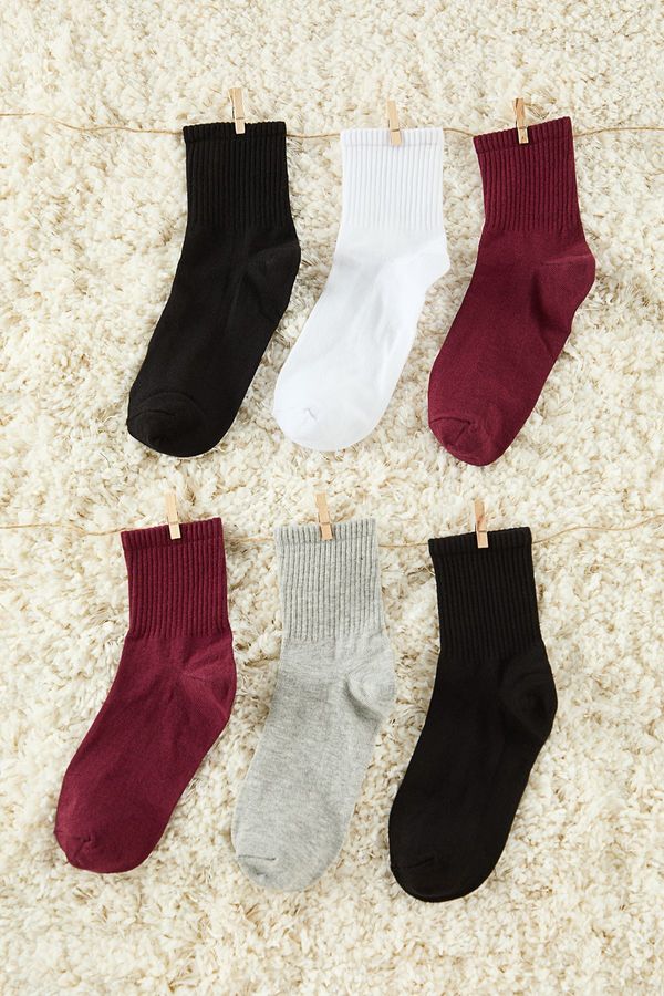 Trendyol Trendyol Multi-Colored 6-Pack Cotton Twill Knit Socks