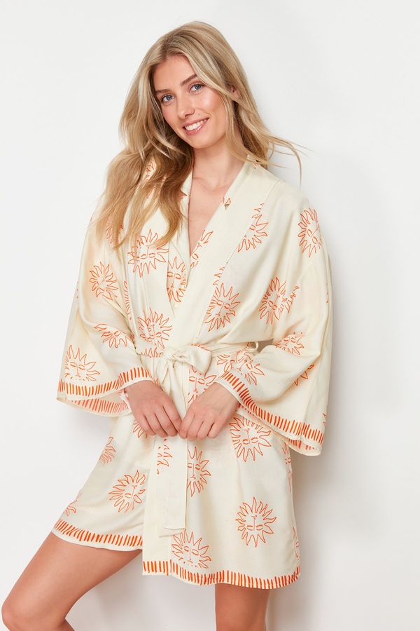 Trendyol Trendyol Multi-Colored Galaxy Pattern Viscose Woven Dressing Gown