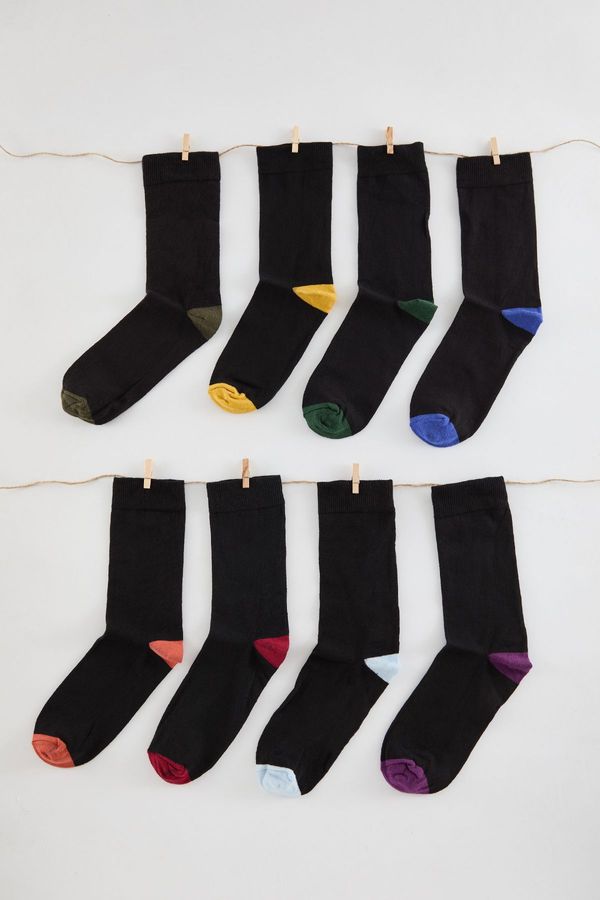 Trendyol Trendyol Multi-Colored Unisex 8-Pack Cotton Color Block Socket-Long Socks