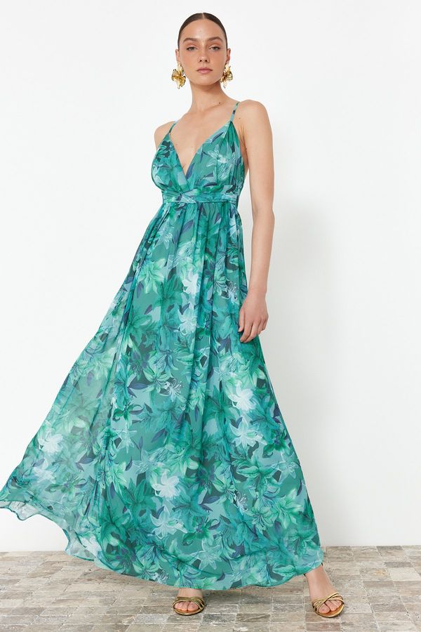 Trendyol Trendyol Multicolor Floral Chiffon Long Evening Dress