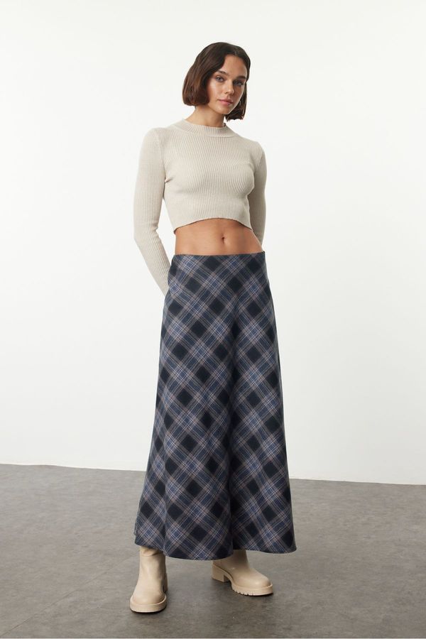 Trendyol Trendyol Multicolor Low Waist Plaid Pattern A-line Maxi Skirt