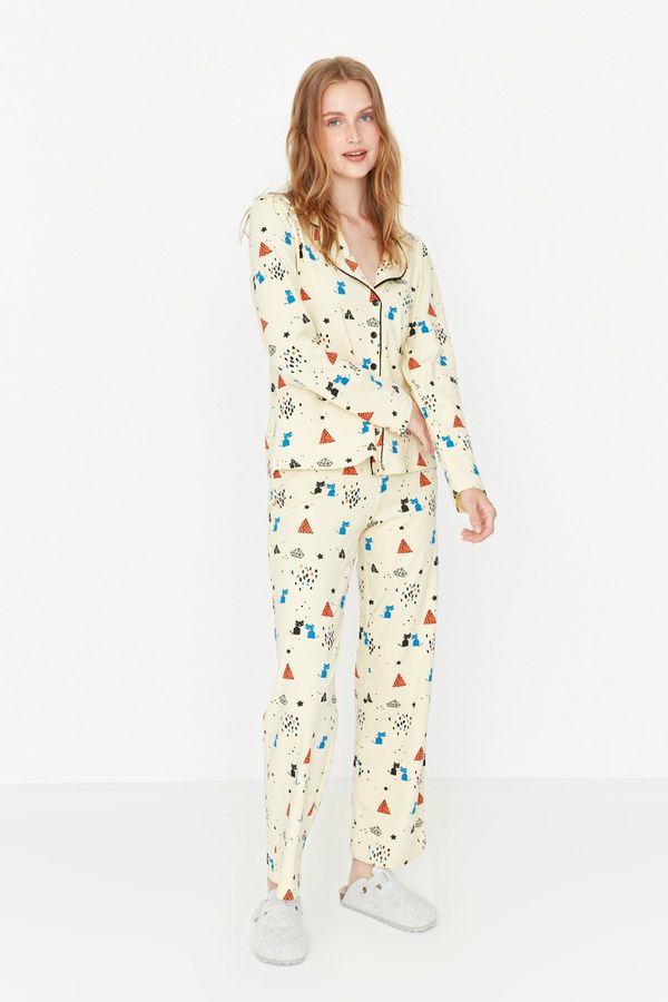 Trendyol Trendyol Multicolored 100% Cotton Patterned Knitted Pajama Set