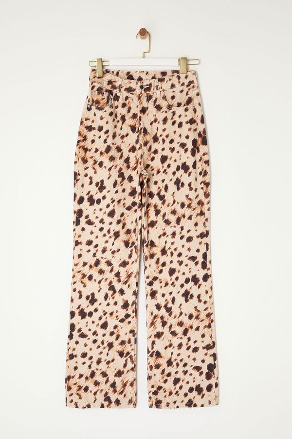 Trendyol Trendyol Multicolored Animal Print High Waist Wide Leg Jeans