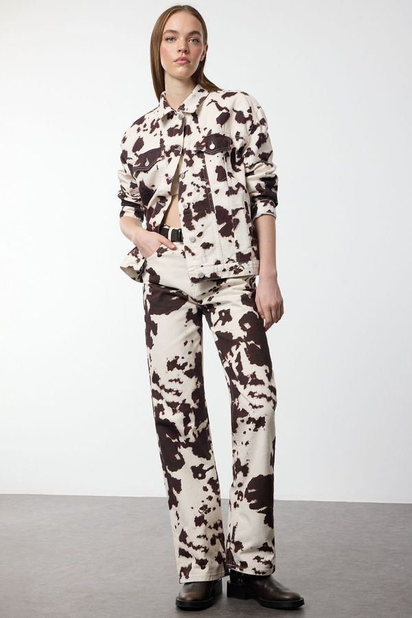 Trendyol Trendyol Multicolored Cow Print Denim Jacket