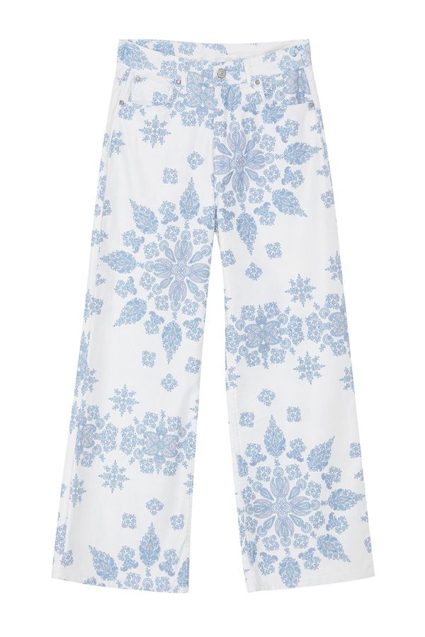 Trendyol Trendyol Multicolored Floral Printed High Waist Culotte Jeans