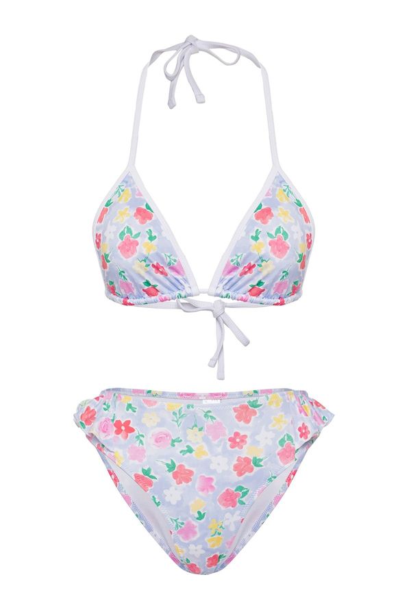 Trendyol Trendyol Multicolored Floral Triangle Regular Waist Bikini Set