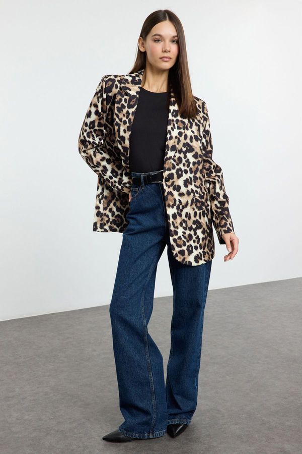 Trendyol Trendyol Multicolored Leopard Print Woven Blazer Jacket