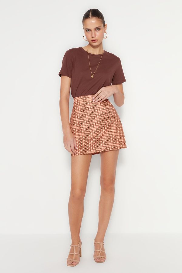 Trendyol Trendyol Multicolored Mini Skirt With Knitted Geometric Pattern