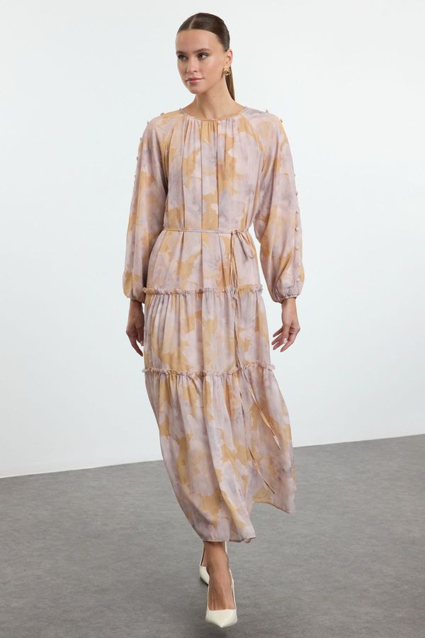 Trendyol Trendyol Mustard Chiffon Woven Floral Pattern Dress