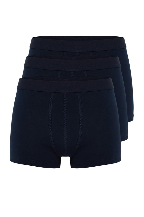 Trendyol Trendyol Navy Blue 3-Pack Basic Plain Cotton Boxer