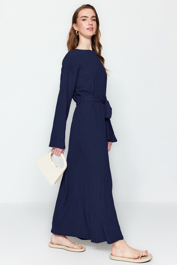 Trendyol Trendyol Navy Blue Belted Woven Dress