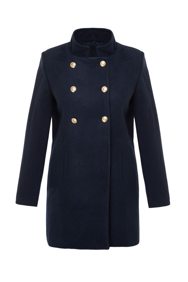 Trendyol Trendyol Navy Blue Button Detailed Regular Midi Coat