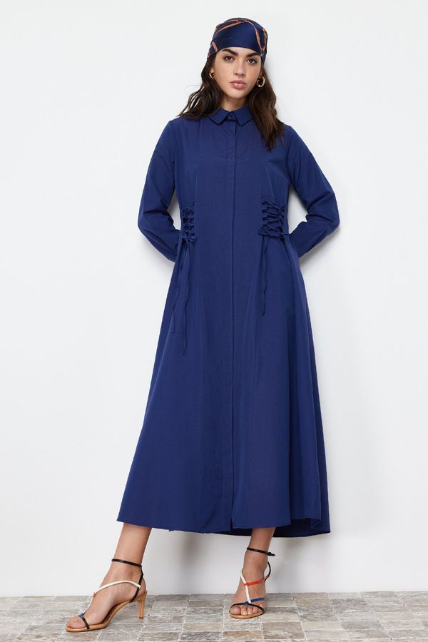 Trendyol Trendyol Navy Blue Buttoned Side Tie Woven Dress