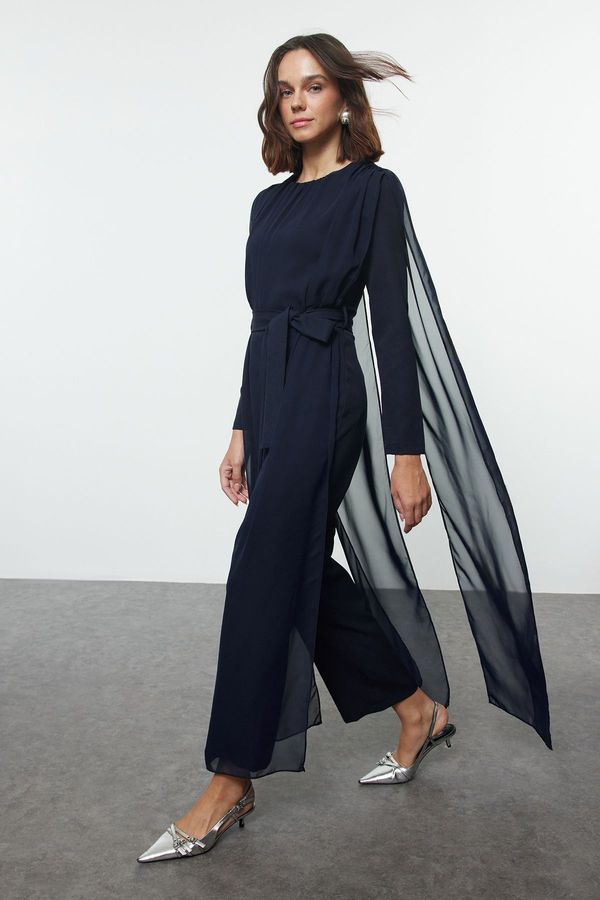 Trendyol Trendyol Navy Blue Chiffon Finike Woven Jumpsuit