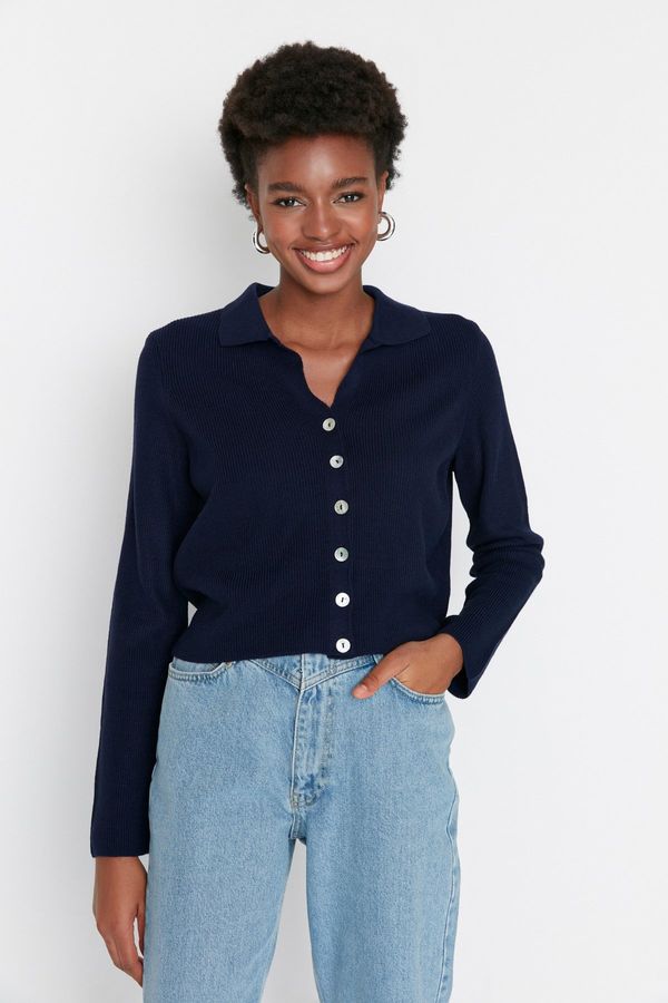 Trendyol Trendyol Navy Blue Crop Osnovna pletenina Cardigan