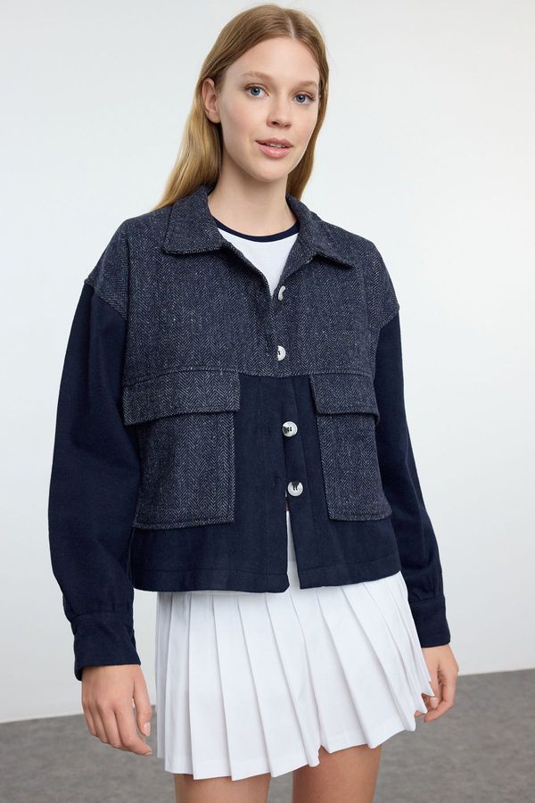 Trendyol Trendyol Navy Blue Double Pocket Woven Jacket