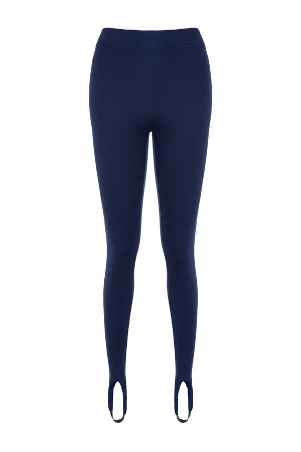 Trendyol Trendyol Navy Blue High Waist Fuzo Interlock pletene legice