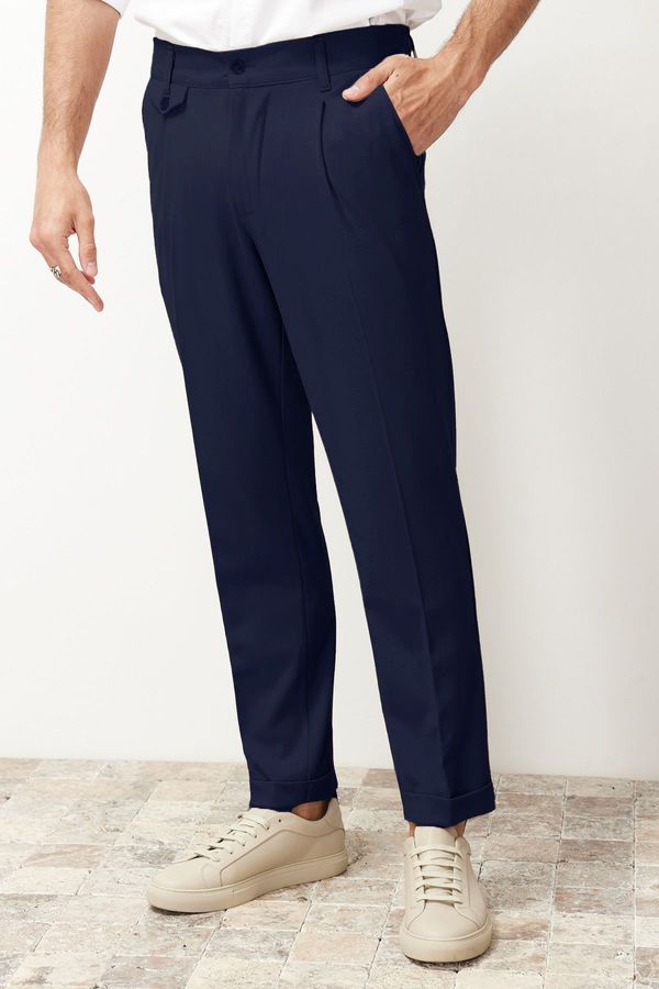 Trendyol Trendyol Navy Blue Italian Cut Pleated Fabric Trousers