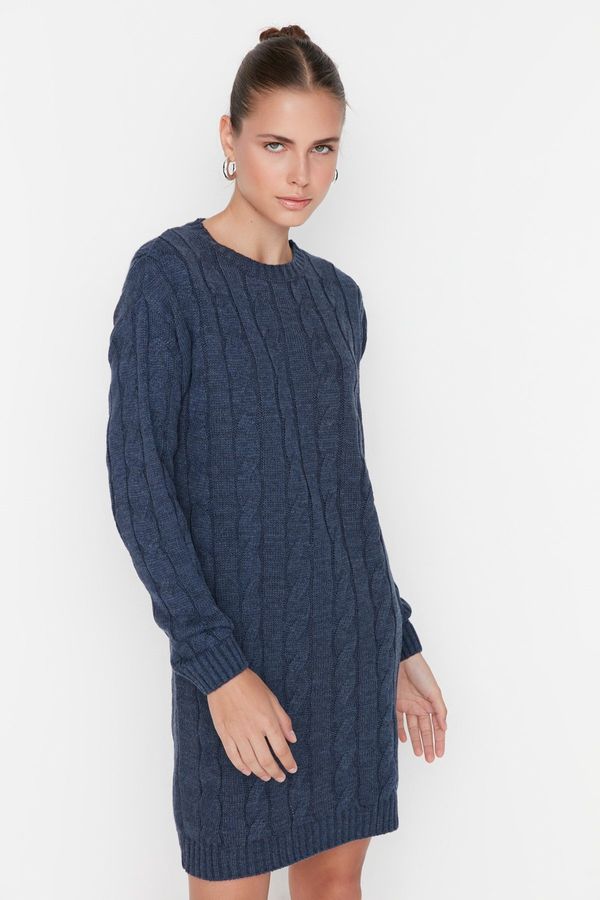 Trendyol Trendyol Navy Blue Knit podrobna obleka puloverja