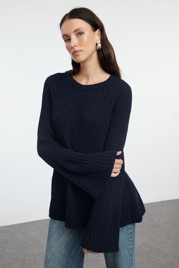 Trendyol Trendyol Navy Blue More Sustainable Peplum Detailed Knitwear Sweater