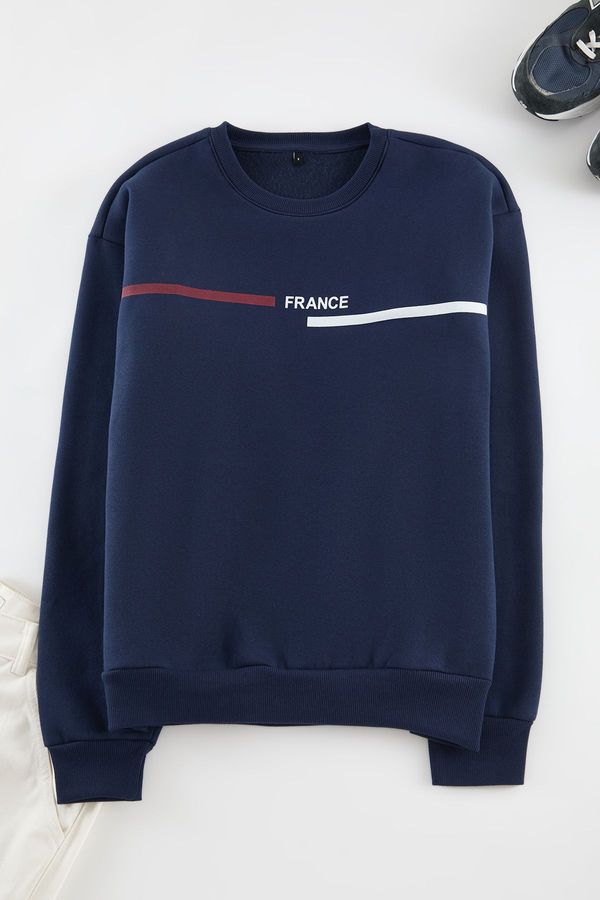 Trendyol Trendyol Navy Blue Oversize/Wide Cut Fleece Inside/Warm Sweatshirt