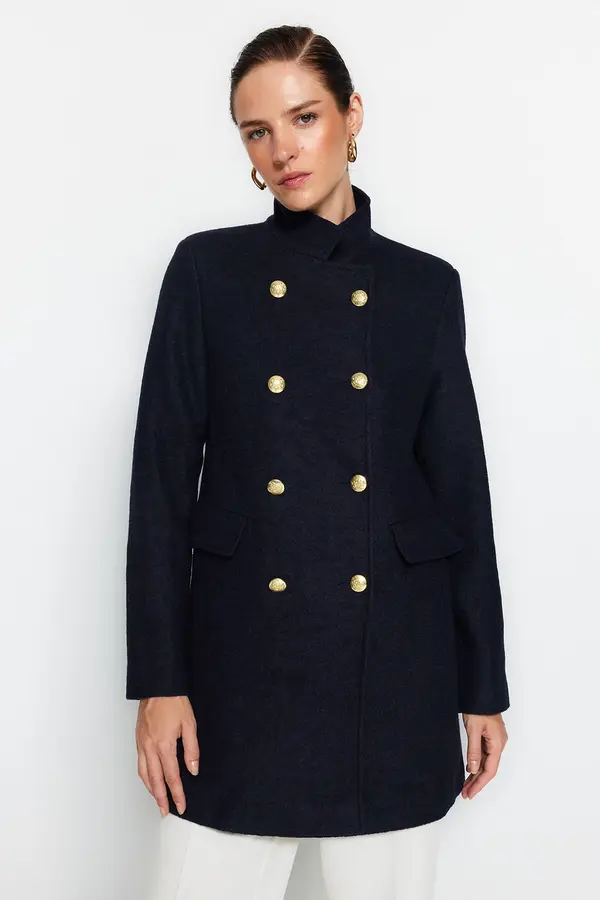 Trendyol Trendyol Navy Blue Premium Gold Button Podroben žig